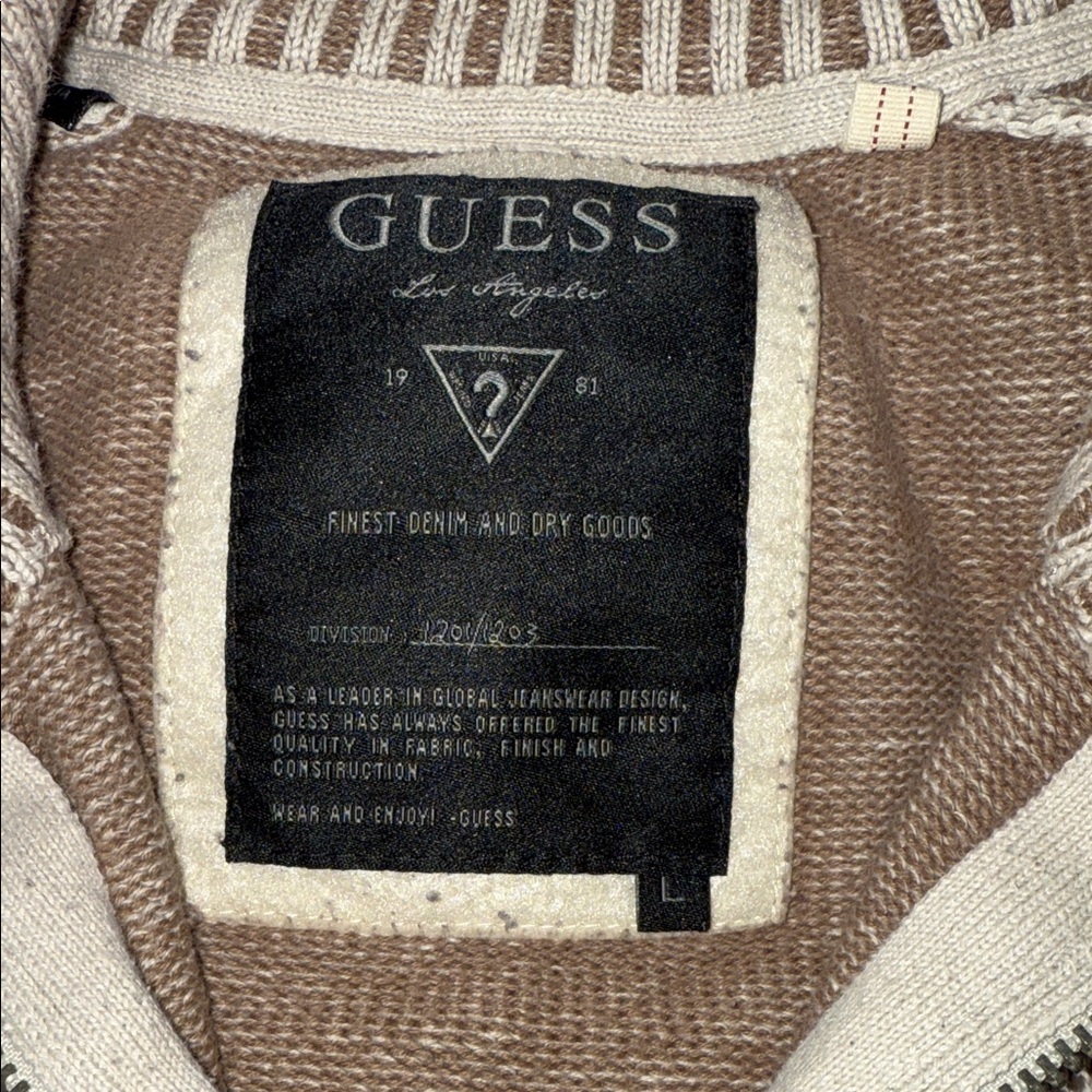 Men's Tan and Brown Full-Zip Sweater - Picture 2 of 3